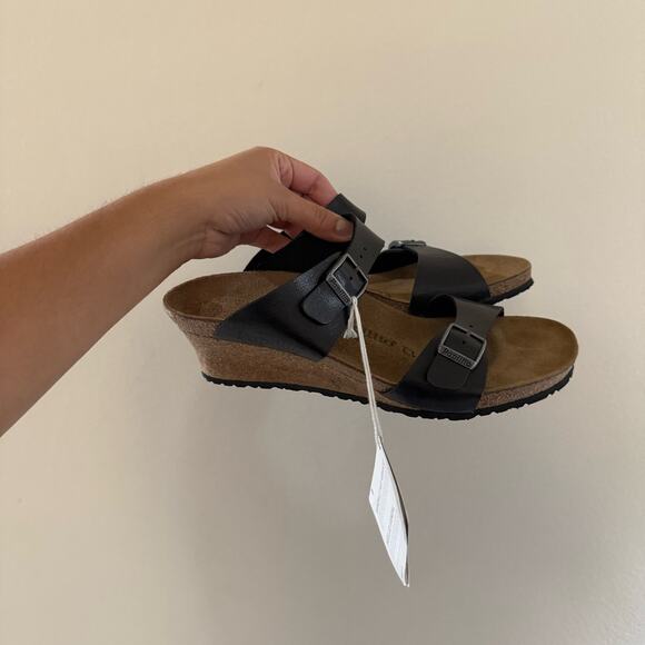 NWT Birkenstock Papillio Black Dorothy Wedge Sandals sz 40 US 9 - Picture 2 of 10